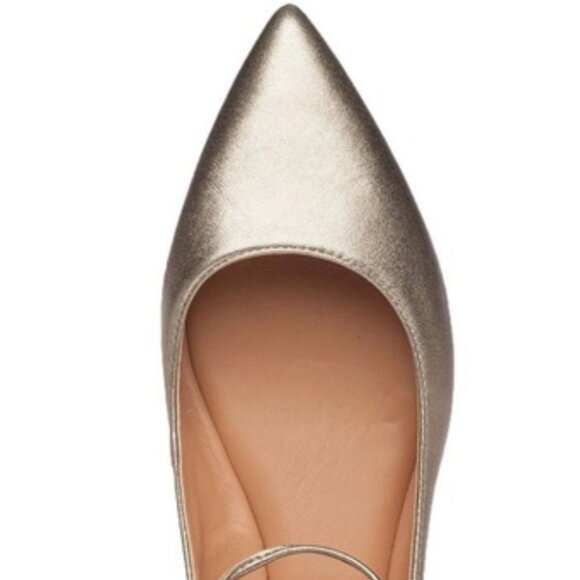 Sigerson Morrison Viata Lace Up Ankle Pointed Toe Flats - Platinum - Picture 2 of 6